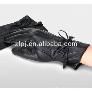 Модные женские овчинные перчатки из черной кожи